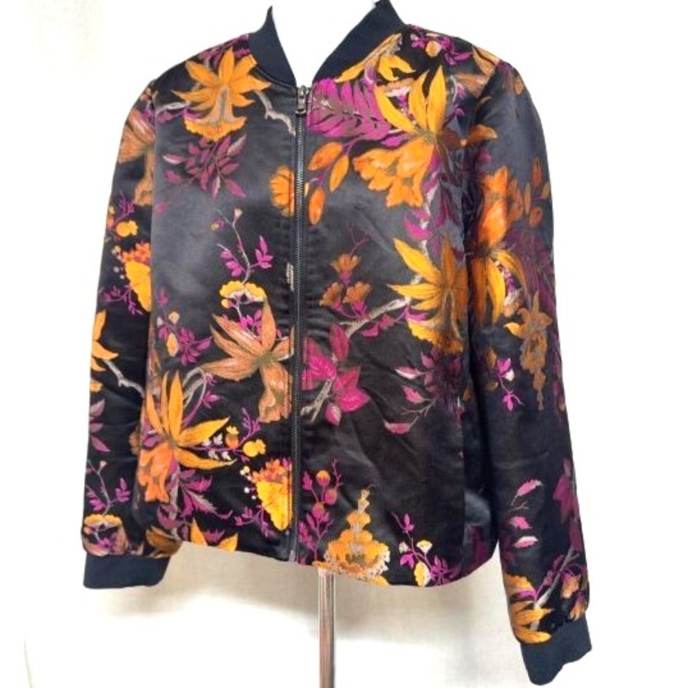 Kobi Halperin sz XL  "Laicey" Silk Floral Print Bomber Evening Jacket